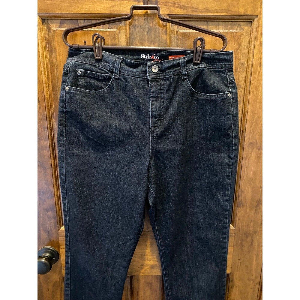 Style & Co Jeans Womens Sz 12 Dk Denim Tummy Control Straight Leg  Jeans Stylish - Picture 2 of 12
